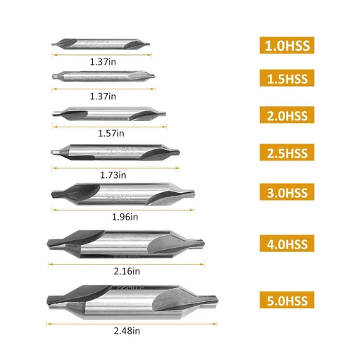 Miniatura 3 de Saihisday Juego de brocas centrales M2 HSS Centrado Starter Broca 60 grados Avellanador Herramientas para torno Metalworking