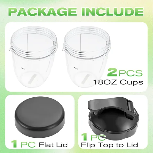 Miniatura 20 de Vasos de licuadora de repuesto para licuadora Nutribullet de 18 onzas con tapa, compatible con Nutribullet 600 W 900 W licuadora exprimidor