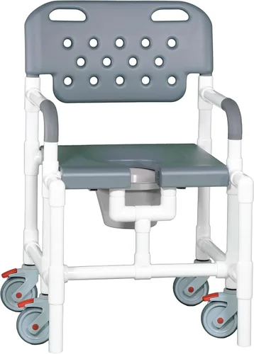 IPU PLT8250 MS Silla de ducha con ruedas de tamaño mediano para usar sobre el inodoro, en la ducha y como un comodín de mesa... (gris)