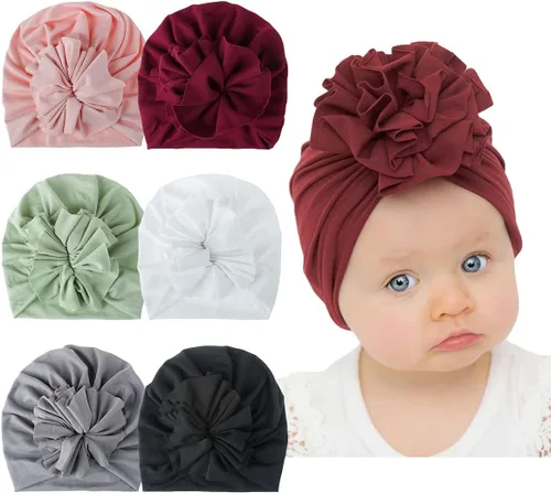 Turbante para bebé, sombrero de niña, turbante para niñas pequeñas, sombreros turbantes para bebés y niñas pequeñas con gorro de lazo
