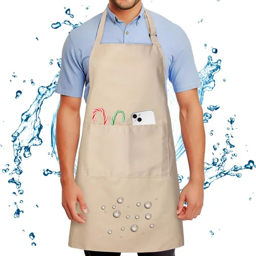 Miniatura 10 de Chef Apron for Men and Women Wash Free Bib Apron with 2 Pockets Water & Oil Proof Adjustable Aprons