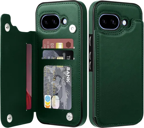 Miniatura 11 de Bizzib para Google Pixel 6A Funda de cuero tipo cartera con tarjetero, cubierta tipo libro con pata de pie, cierre magnético, funda protectora a