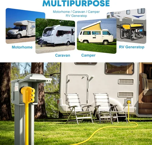 Miniatura 6 de Kohree Enchufe Macho de 50 Amperios para RV, Enchufe de Repuesto de 125 250V para RV, Receptáculo NEMA 14-50P de Servicio Pesado con Mango de Agarre