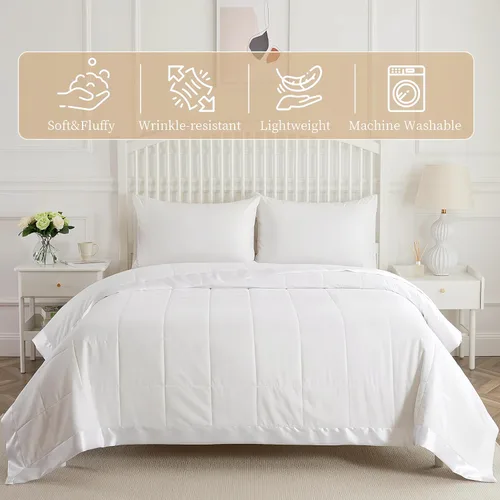 Miniatura 2 de COMFLIVE - Manta con relleno alternativo - Manta acolchada de microfibra tamaño King con borde satinado, mantas de cama para todas las estaciones