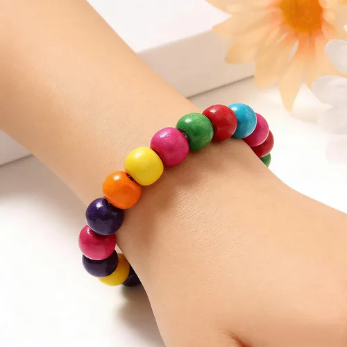 Miniatura 6 de 600Pcs Cuentas de Madera Coloridas con Gran Agujero Cuentas Redondas de Pintura a Granel en Madera Natural para Pulseras de Joyería, Collares