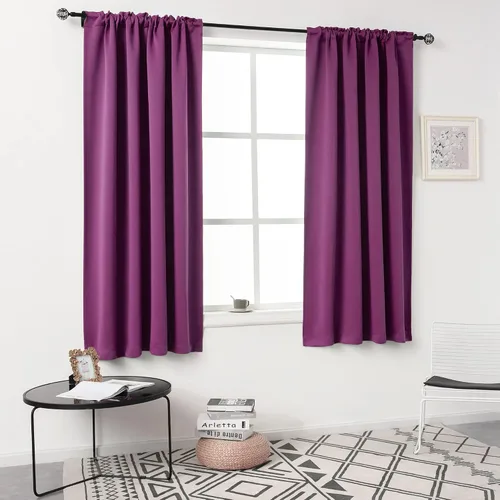 Miniatura 20 de DUALIFE Cortinas opacas de 45 pulgadas de largo, 2 paneles para ventanas pequeñas de dormitorio, aislamiento térmico, bolsillo para barra, cortinas