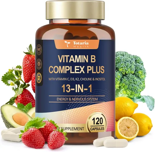 Miniatura 9 de Complejo de Vitamina B Plus 13 en 1 con Vitamina B1, B2, B3 (Niacina), B4, B5, B6, B7 (Biotina), B8 (Inositol), B9 (Ácido Fólico), B12, C, D3, K2