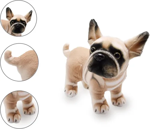 Miniatura 3 de BABOLI Perro Frenchie de peluche realista, muñeco de bulldog francés súper realista, cachorro de peluche, juguete gracioso para niños, regalo