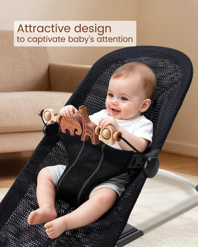Miniatura 3 de TinlyFinly Barra de Juguetes de Bouncer para Bebé de Madera Compatible con Baby Bjorn Bouncer, Accesorio de Juguete para Bouncer con Ajuste Firme