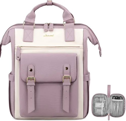 Miniatura 16 de LOVEVOOK - Mochila para laptop de mujer, bolsa de trabajo, viaje, computadora, mochila para maestra o enfermera, bolsa para libros, beige verde