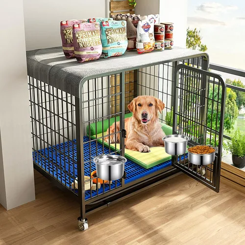 Miniatura 7 de Cuenco de agua para jaula de perro, 3 pzas cuencos de acero inoxidable para perros, cuenco de metal duradero antiderrames para mascotas para jaula