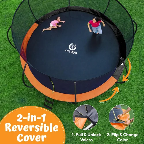 Miniatura 7 de Jumpzylla - Cama elástica recreativa para niños, con red de seguridad, escalera y revestimiento antioxidante, de 8, 10, 12, 14, 15 y 16 pies