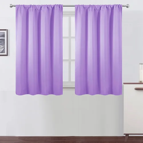 Miniatura 89 de LEMOMO Cortinas opacas negras para cocina, 42 x 45 pulgadas, juego de 2 paneles de cortinas opacas con bolsillo para cortinero para ventana pequeña