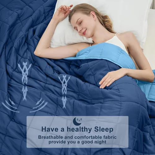 Miniatura 4 de Manta con Peso Azul para Adultos 12 libras, 48"x72", Tamaño Twin Full Manta Pesada Refrescante para 110-130 libras, Mantas Grandes de Microfibra