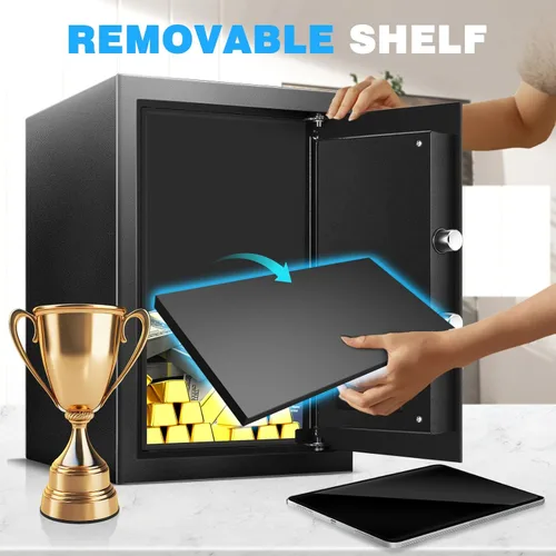Miniatura 5 de TOTOY - Caja de seguridad ignífuga de 2.5 pies cúbicos para documentos del hogar con alimentación externa tipo C - Caja de seguridad de acero