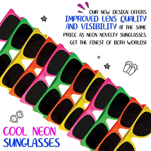 Miniatura 2 de Neliblu Gafas de sol para niños, regalos de fiesta a granel, estilo de los años 80, para playa y piscina, bolsas de recuerdo de fiesta, premios