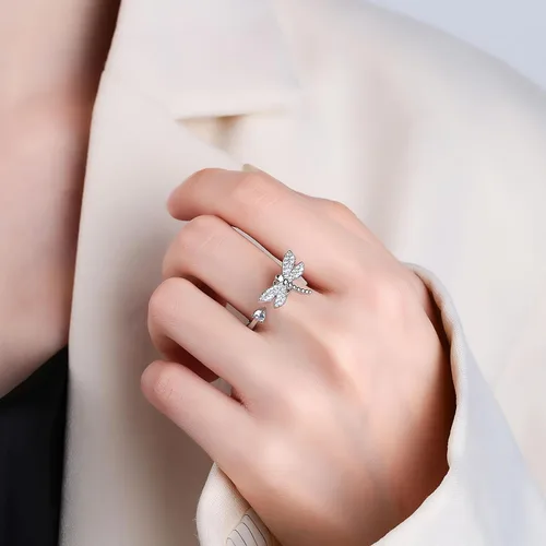 Miniatura 102 de Anillo de plata de ley 925, minimalista, ajustable, hecho a mano, para mujeres y niñas