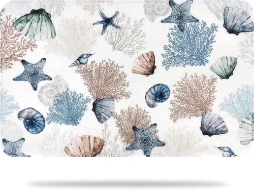 Miniatura 4 de MEHOFOND Alfombras de baño náuticas de 20 x 32 pulgadas, diseño de coralino, estrellas de mar y océano, antideslizantes, color azul marino
