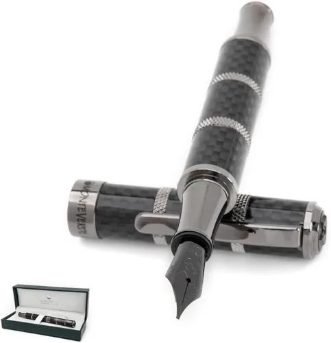 Miniatura 10 de Monteverde USA Regatta Sport - Pluma estilográfica de carbono completo en color negro, punta media, fibra de carbono y plomizo, recargable, regalo