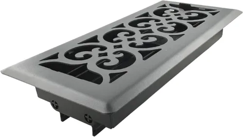 Miniatura 7 de Precision Flow - Rejilla de piso de acero de 4 x 10 pulgadas, diseño victoriano, acabado gris granito, cubiertas de ventilación prémium