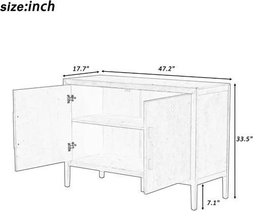 Miniatura 2 de Merax Aparador de buffet de madera moderna con 2 puertas, armario de almacenamiento independiente de estilo casa de campo, mesa consola para sala