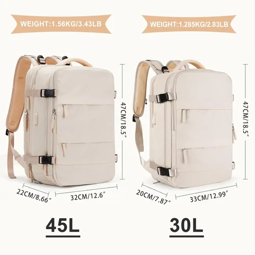 Miniatura 2 de coowoz Mochila grande de viaje para mujeres y hombres, mochila de transporte, mochila para senderismo impermeable para deportes al aire libre, Beige