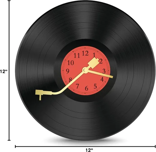 Miniatura 8 de Discos de vinilo de 12 pulgadas, decoración de pared, reloj de pared de disco de vinilo, relojes de pared únicos con pilas (batería no incluida)