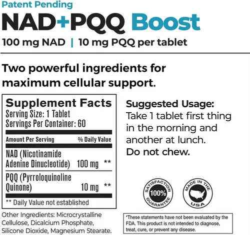 Miniatura 2 de Best 365 Labs NADPQQ Boost Suplemento NAD+ con PQQ para mitocondrias 60 tabletas Fórmula de alta biodisponibilidad