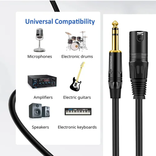 Miniatura 6 de Cable de micrófono estéreo TRS macho a XLR macho de 3 pies y 0.250 in y 1/4 de pulgada chapado en oro, cable equilibrado de 1/4 pulgadas macho a XLR