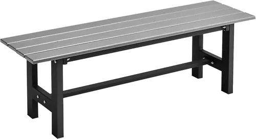 Miniatura 12 de Tangkula Banco de polietileno de alta densidad de 47 pulgadas para exteriores, banco de comedor de jardín con asiento de listones y marco de metal