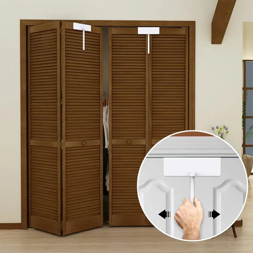 Miniatura 2 de Cerradura de puerta plegable de metal, cerraduras de seguridad para niños de doble puerta que mantienen a los niños pequeños, gatos y perros fuera
