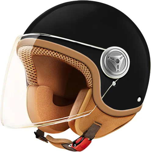 Casco de motocicleta de cara abierta 3/4 aprobado por DOT, cascos ligeros retro vintage, para niños y niñas de 3 a 15 años de edad, casco de scooter