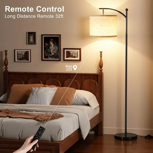 Miniatura 6 de Ambimall Lámpara de pie de 60 pulgadas con control remoto y bombilla regulable continua, temperatura de colores y brillo ajustables, lámparas de pie