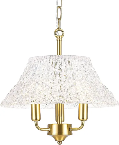 Miniatura 10 de Moderna lámpara colgante de cristal de bronce de 7.68 pulgadas con bola de cristal transparente K9 de altura ajustable, mini luces colgantes vintage