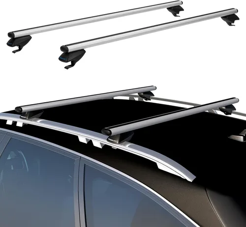 COWVIE Barras transversales para portaequipajes de aluminio de 53 pulgadas para rieles laterales elevados, barras de carga ajustables, soporta 165