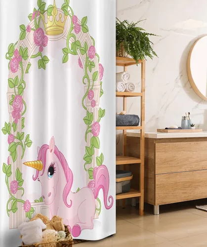 Miniatura 133 de set de cortina para baño decorativa de tela de poliéster con ganchos