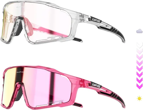 Miniatura 11 de KAPVOE Gafas de ciclismo fotocromáticas para hombres y mujeres, gafas de sol deportivas, marco de decoloración HD, gafas de bicicleta K76