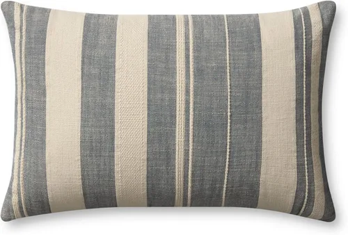 Loloi Angela Rose x Mia Collection PAR0014 - Funda para almohada (13 x 21 pulgadas), color marfil/mezclilla