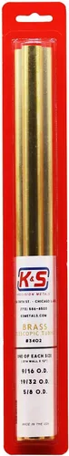 K&S 3402 Surtido de tubos telescópicos redondos de latón, grande, 3 piezas, fabricado en Estados Unidos