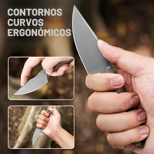 Miniatura 4 de Kizer Mini Harpoon Cuchillo de hoja fija con funda, cuchillo de caza de hoja de 3 V con mango de micarta, cuchillos pequeños EDC de hoja fija