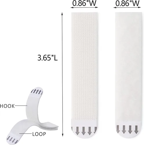 Miniatura 2 de 20 pares (40 tiras) tiras grandes para colgar cuadros resistentes, tiras extraíbles de gancho y bucle, tiras adhesivas para colgar fotos, perfectas