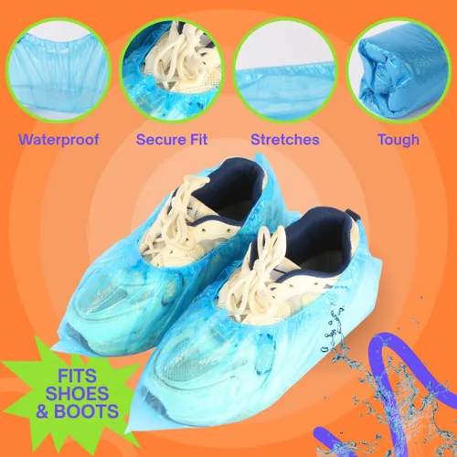 Miniatura 5 de Frontline Fundas de zapatos desechables impermeables, plástico premium grueso reciclable, resistencia al deslizamiento, duraderas, botines