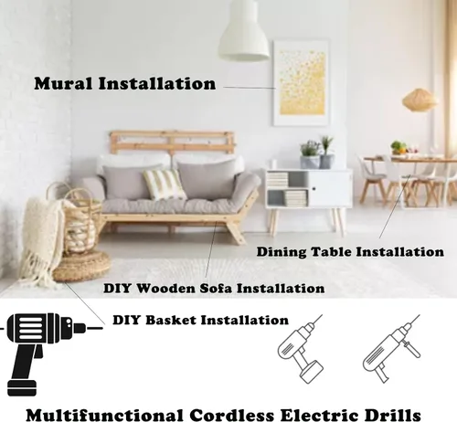 Miniatura 6 de Taladro combinado inalámbrico y destornillador eléctrico, destornillador eléctrico con baterías de 2 x 21 V, carga rápida de 1 hora, portabrocas