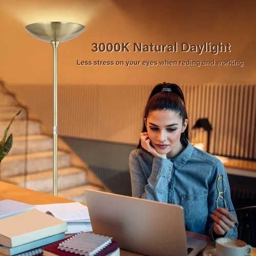 Miniatura 3 de BoostArea Lámpara de pie, lámpara de pie Torchiere, lámpara de pie alta LED de 20 W, 2000 lm, regulable continuo, control táctil, vida útil de 50000