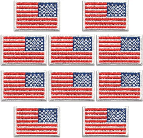 Miniatura 11 de Laughing Lizards Parches pequeños de la bandera estadounidense (paquete de 100) a granel de la bandera de Estados Unidos, parche bordado para coser