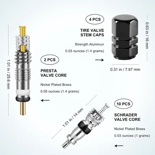 Miniatura 6 de Kit de herramientas de extracción de vástago de válvula de neumático, incluye herramienta de extracción de núcleo de válvula Presta mejorada
