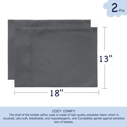 Miniatura 3 de EXQ Home - Fundas para almohada de niños pequeños 13x18, juego de 2 fundas de almohada de viaje, funda pequeña para almohada de bebé de 12x16, Gris
