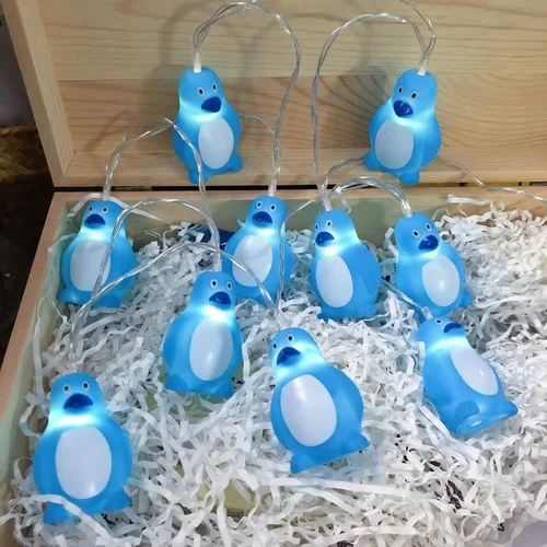 Miniatura 12 de Guirnalda de luces con forma de pingüino con forma de animal, funciona con pilas, luz nocturna de pingüino para decoración del hogar, fiesta, niños