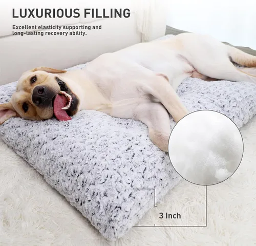 Miniatura 3 de KSIIA Cama Lavable para Perros de Lujo Almohadilla de Felpa para Jaula de Perro Cama Cómoda para Mascotas Almohadilla Antideslizante para Perrera