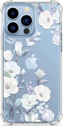 Miniatura 8 de GVIEWIN Funda diseñada para iPhone 13 Pro Case de 6.1 pulgadas, con protector de pantalla de vidrio templado + protector de lente de cámara, flor